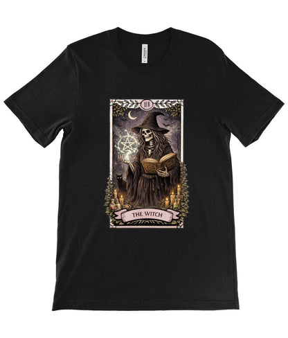 Witch Tarot Card T Shirt Gothic Skeleton Witch Tee for Occult Lovers Halloween Outfit - Wyrd Dezigns