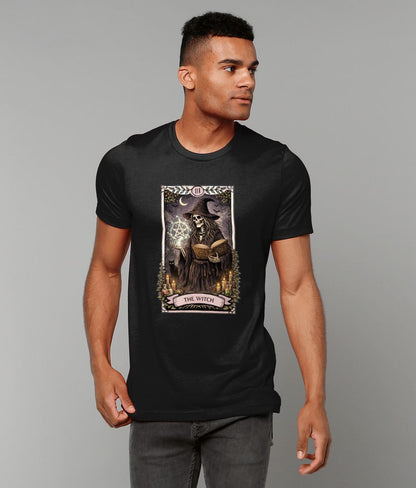 Witch Tarot Card T Shirt Gothic Skeleton Witch Tee for Occult Lovers Halloween Outfit - Wyrd Dezigns