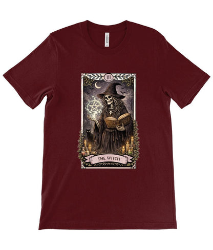 Witch Tarot Card T Shirt Gothic Skeleton Witch Tee for Occult Lovers Halloween Outfit - Wyrd Dezigns