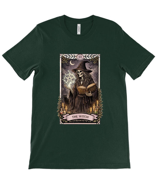 Witch Tarot Card T Shirt Gothic Skeleton Witch Tee for Occult Lovers Halloween Outfit - Wyrd Dezigns