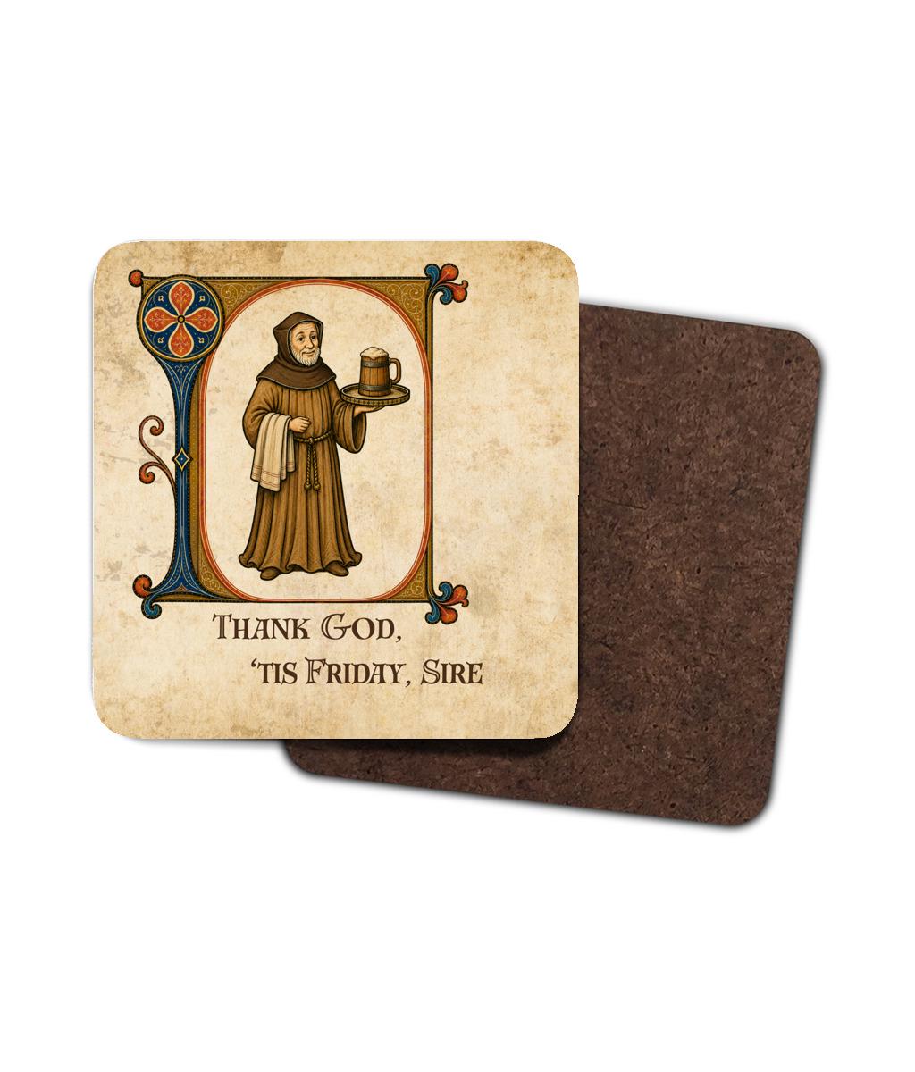 Monk beer hardboard coaster