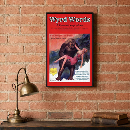 Vintage Horror Poster, Gothic Pulp Magazine Wall Art, Forgotten Beast Print - Wyrd Dezigns