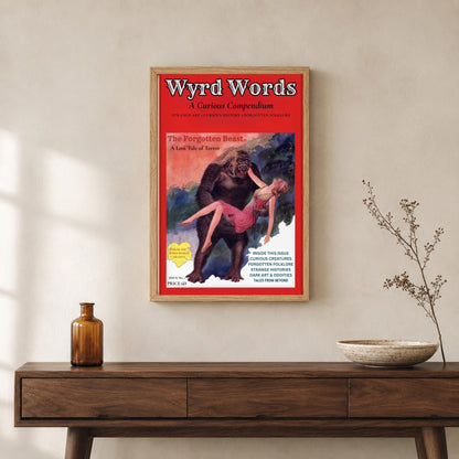 Vintage Horror Poster, Gothic Pulp Magazine Wall Art, Forgotten Beast Print - Wyrd Dezigns