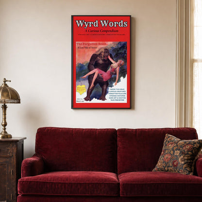 Vintage Horror Poster, Gothic Pulp Magazine Wall Art, Forgotten Beast Print - Wyrd Dezigns