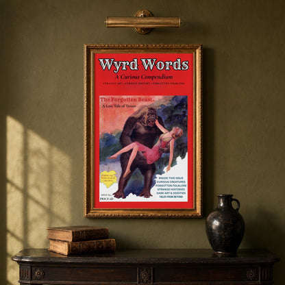 Vintage Horror Poster, Gothic Pulp Magazine Wall Art, Forgotten Beast Print - Wyrd Dezigns
