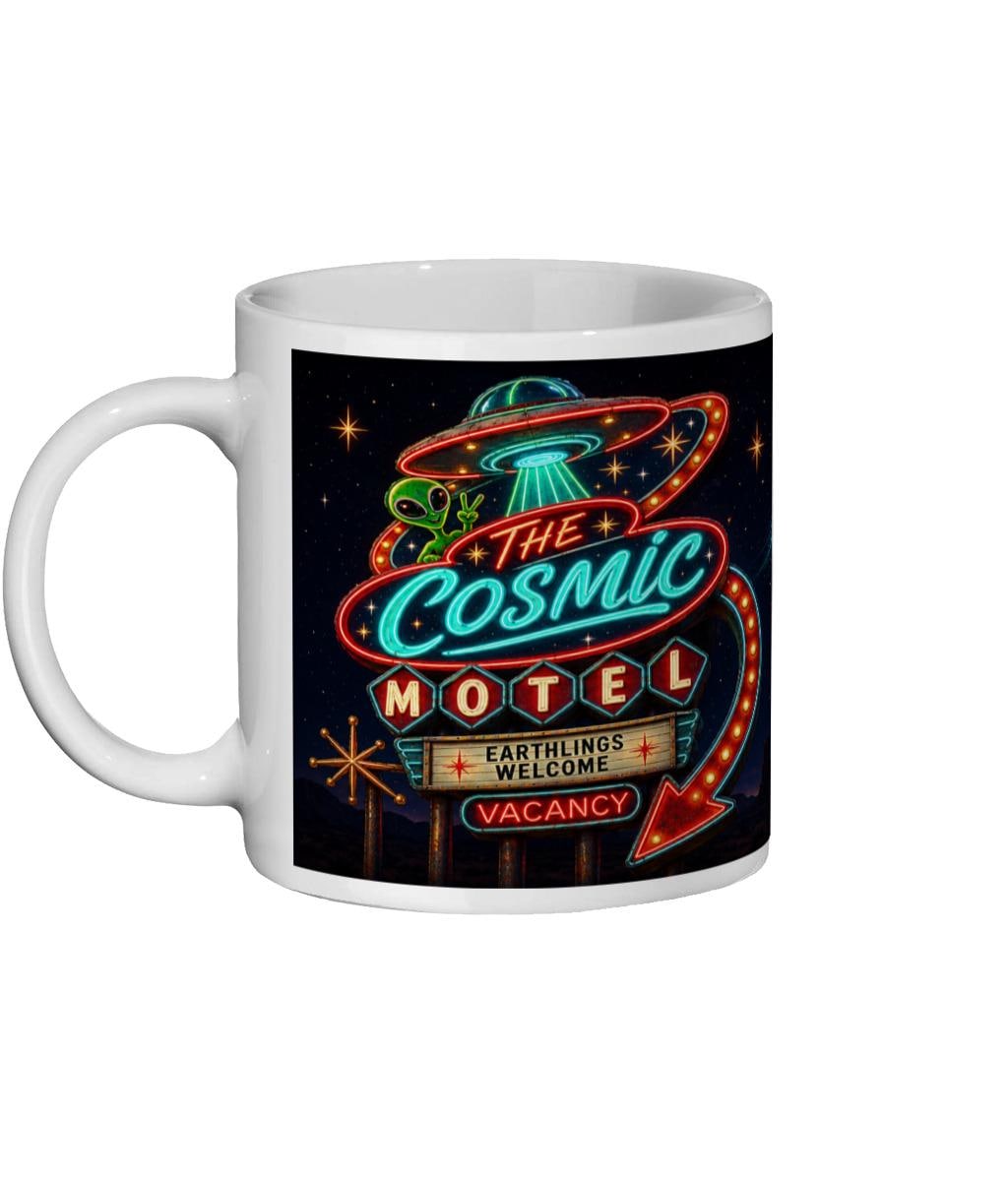 Cosmic Motel UFO Mug, Alien Room 51 Gift, Retro Sci Fi Coffee Mug - Wyrd Dezigns