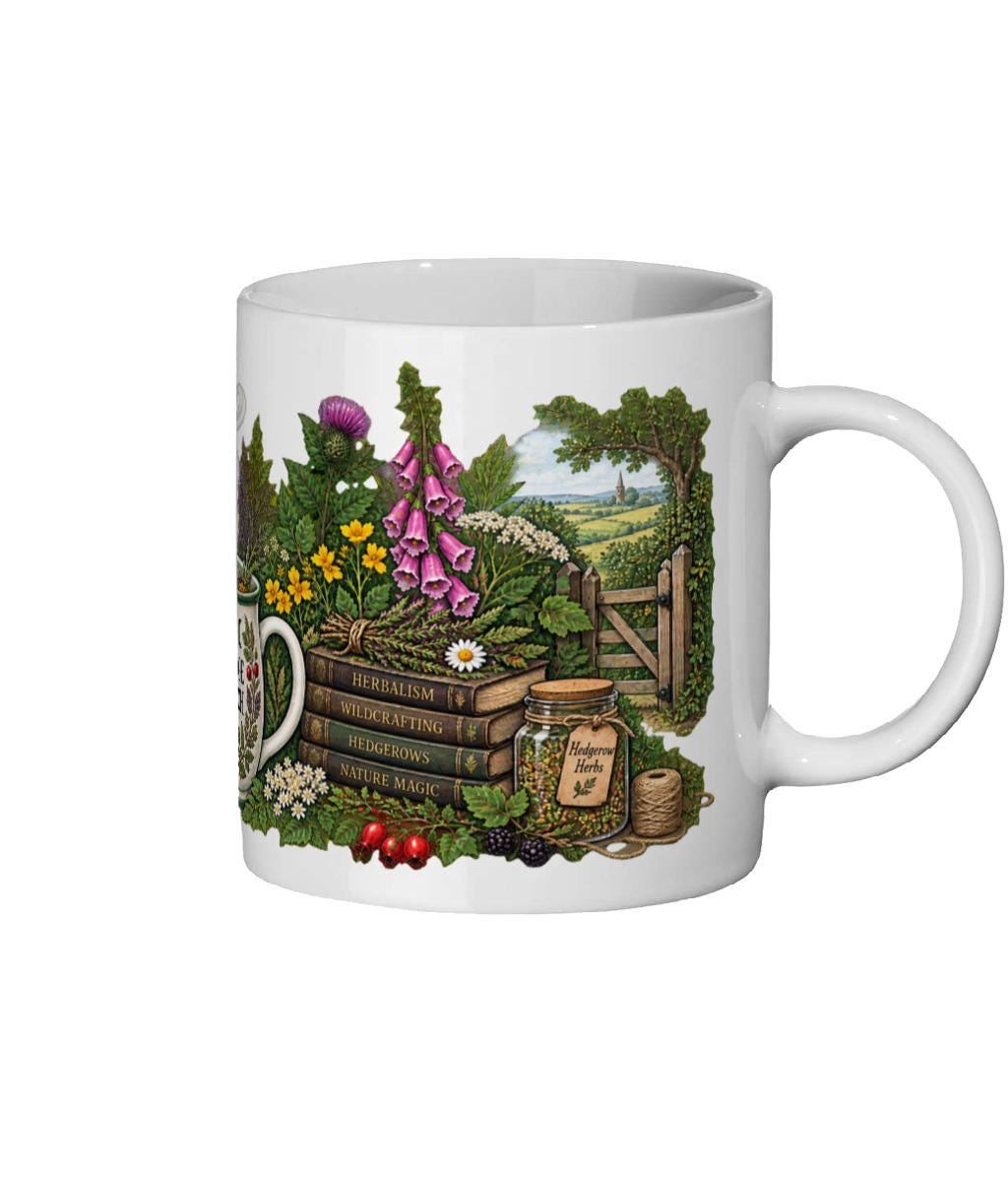 Hedge Witch Mug, Herbal Witch Gift, Hedgerow Garden Witch Coffee Mug - Wyrd Dezigns