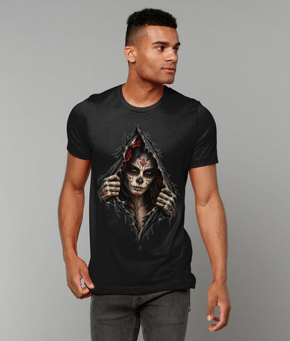 Gothic Sugar Skull T-Shirt, Day of the Dead Alternative Goth Tee - Wyrd Dezigns