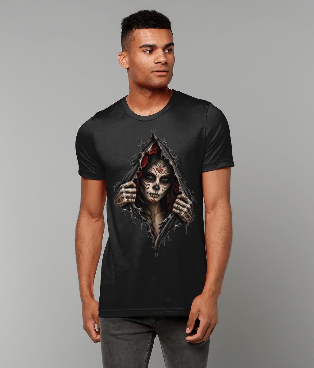 Gothic Sugar Skull T-Shirt, Day of the Dead Alternative Goth Tee - Wyrd Dezigns