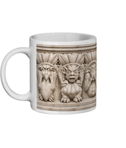 Gargoyle Mug, Gothic Architecture Mug, Medieval Gargoyle Gift, Cathedral Stone Carving Coffee Mug - Wyrd Dezigns