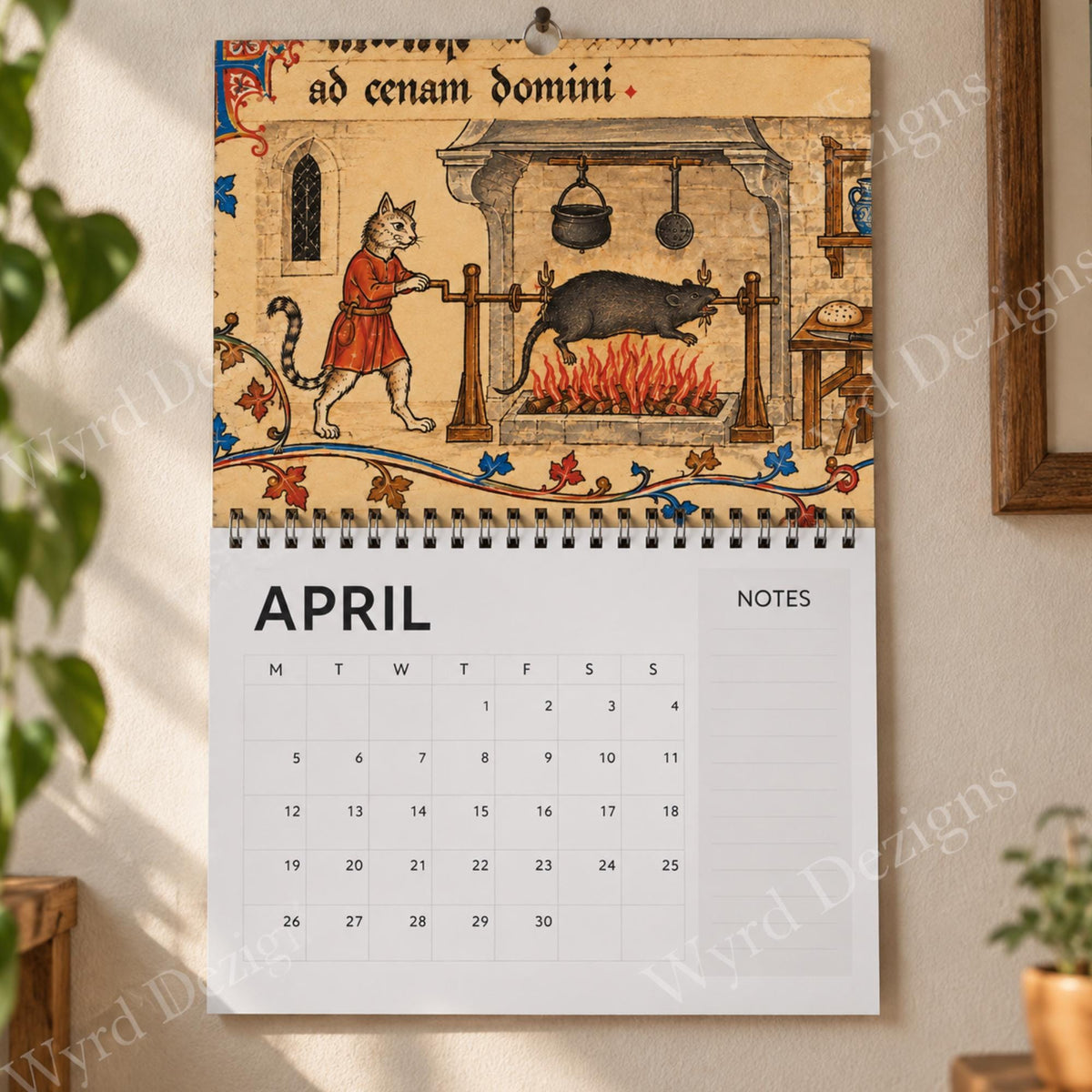 Cat Marginalia 2027 Calendar, Medieval Manuscript Art, Funny History Lover Gift - Wyrd Dezigns
