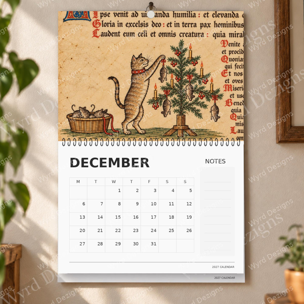 Cat Marginalia 2027 Calendar, Medieval Manuscript Art, Funny History Lover Gift - Wyrd Dezigns