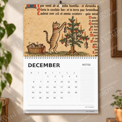 Cat Marginalia 2027 Calendar, Medieval Manuscript Art, Funny History Lover Gift - Wyrd Dezigns
