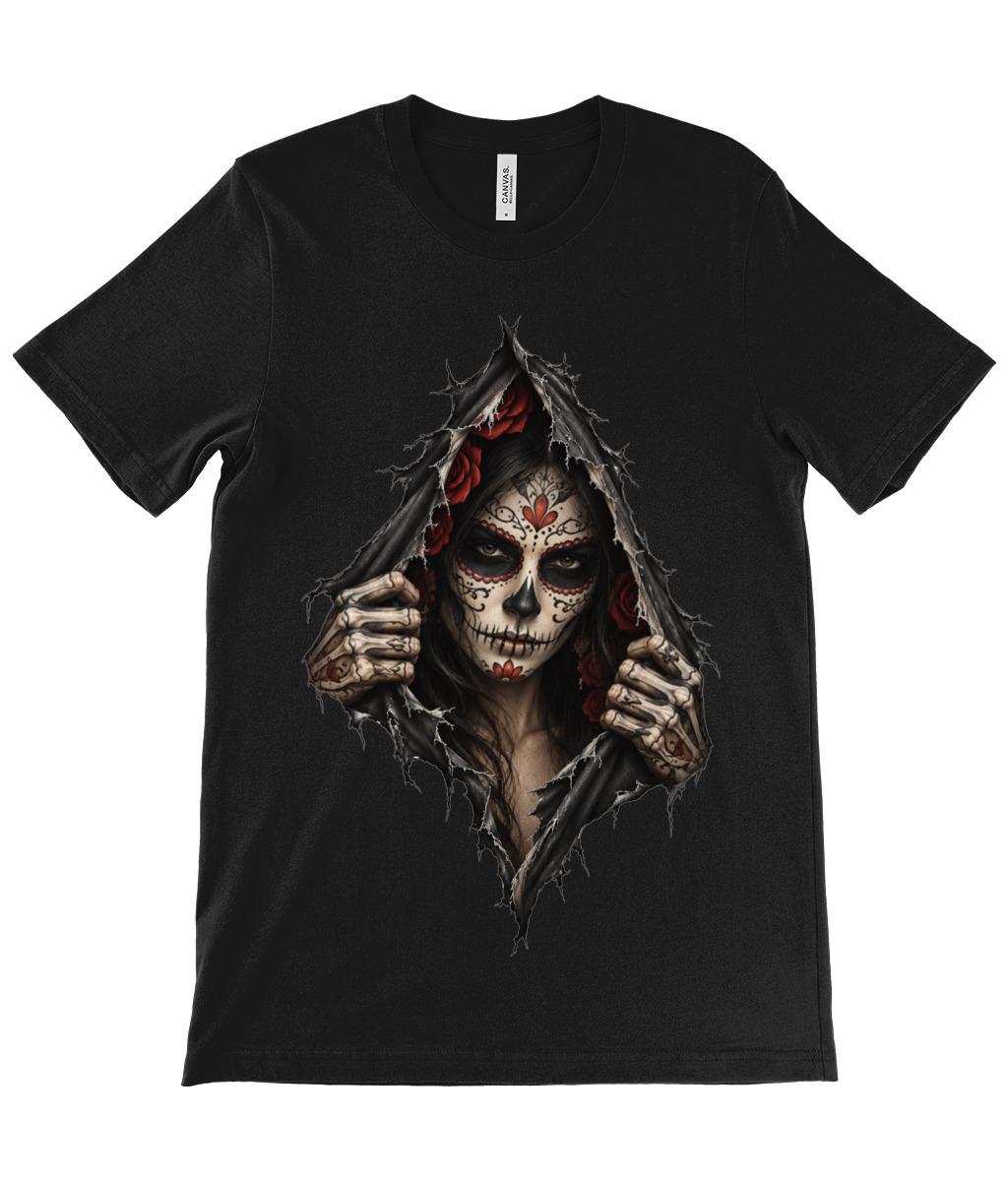 Gothic Sugar Skull T-Shirt, Day of the Dead Alternative Goth Tee - Wyrd Dezigns