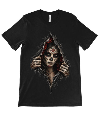 Gothic Sugar Skull T-Shirt, Day of the Dead Alternative Goth Tee - Wyrd Dezigns