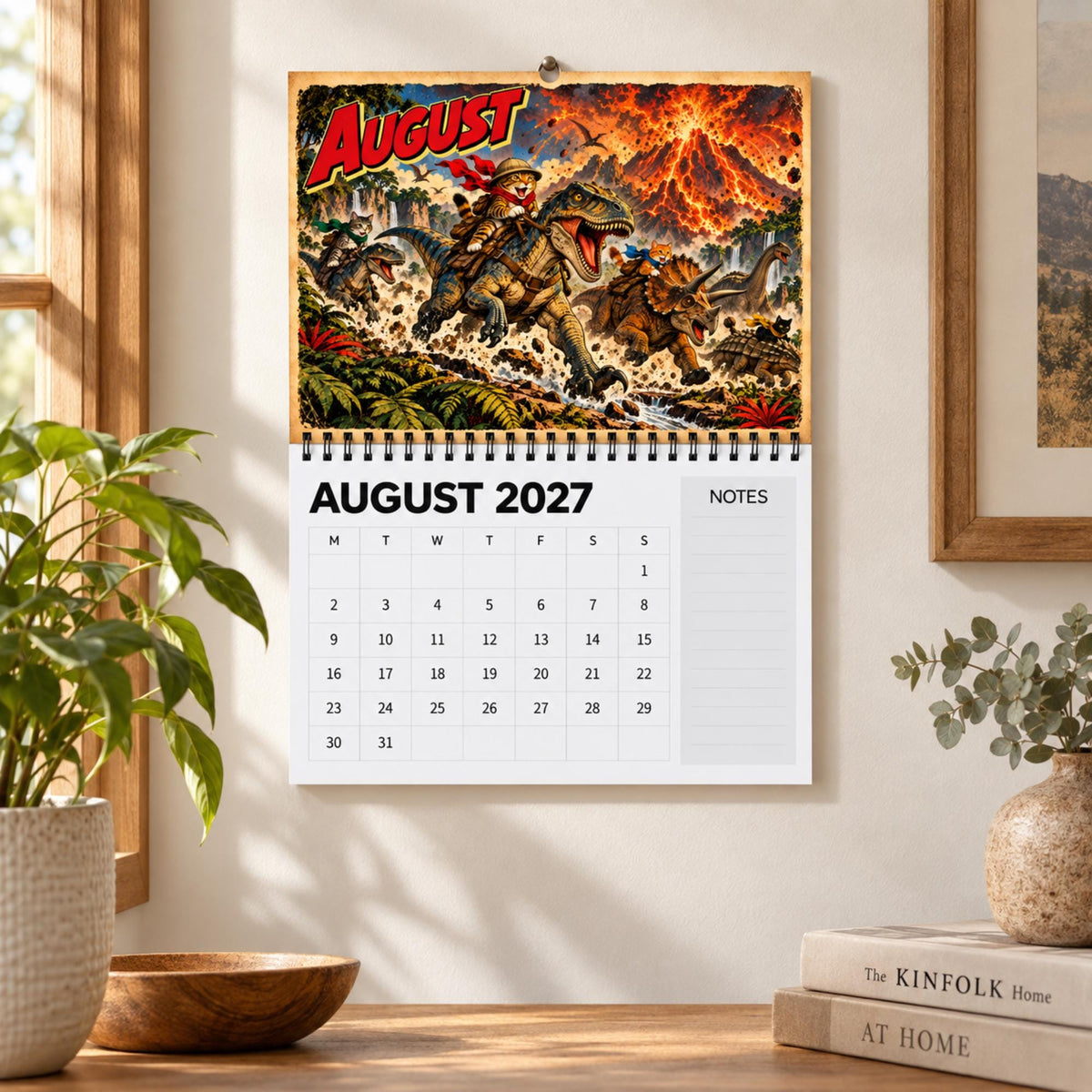 The Cats That Time Forgot 2027 Calendar, Dinosaur Wall Calendar, Funny Cat Gifts - Wyrd Dezigns