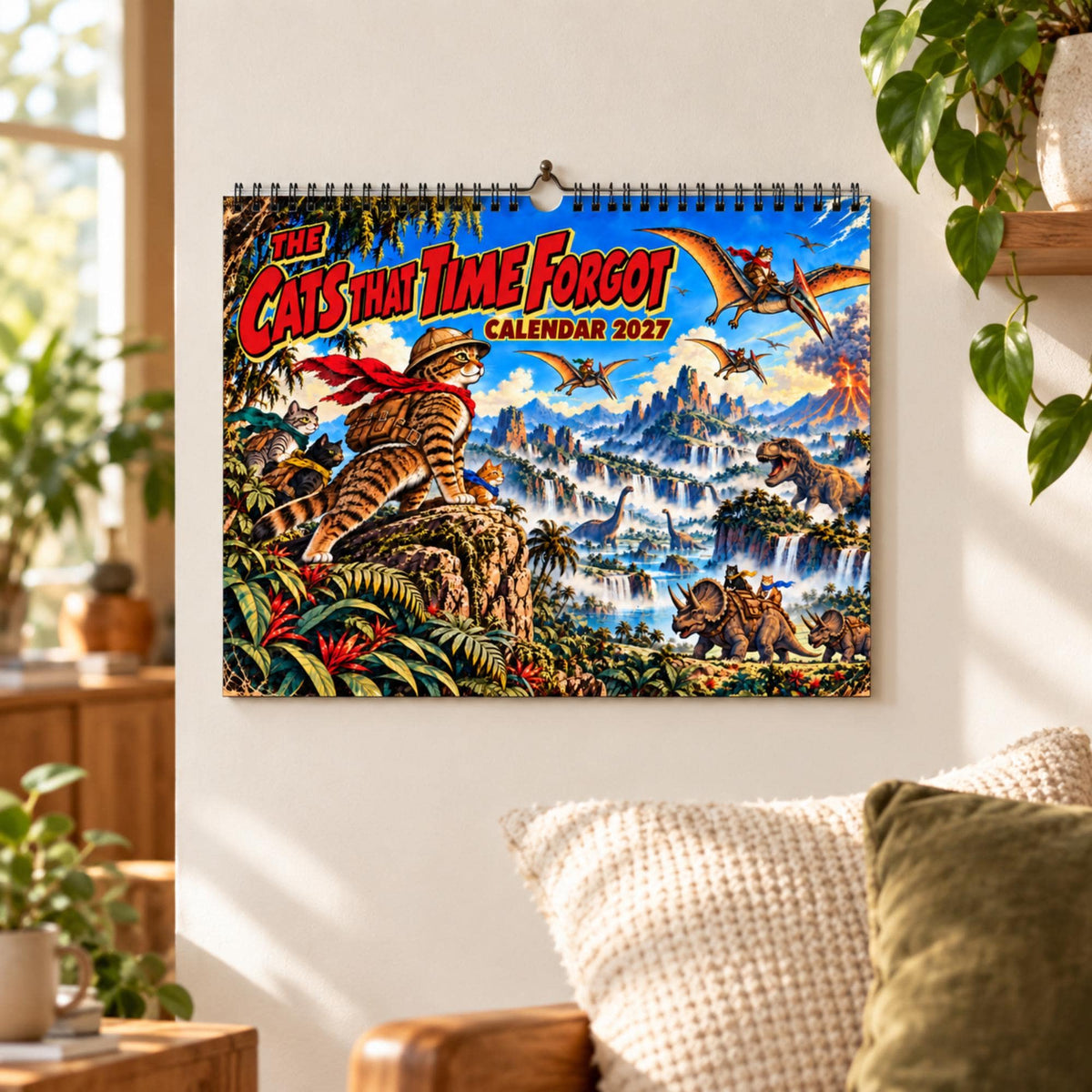 The Cats That Time Forgot 2027 Calendar, Dinosaur Wall Calendar, Funny Cat Gifts - Wyrd Dezigns