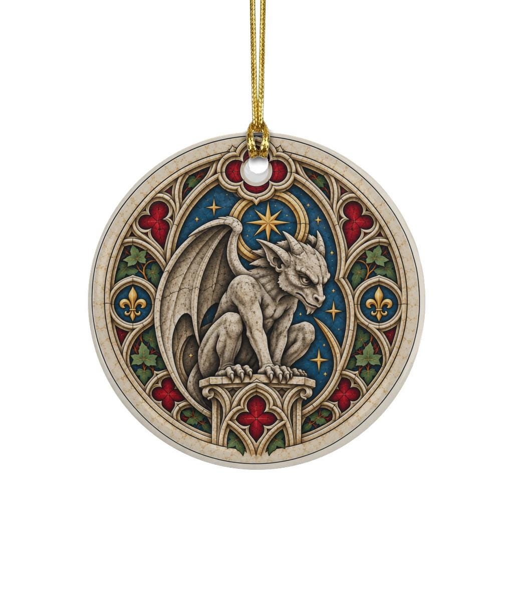 Hanging Ceramic Ornament - Round Untitled design (49) - Wyrd Dezigns