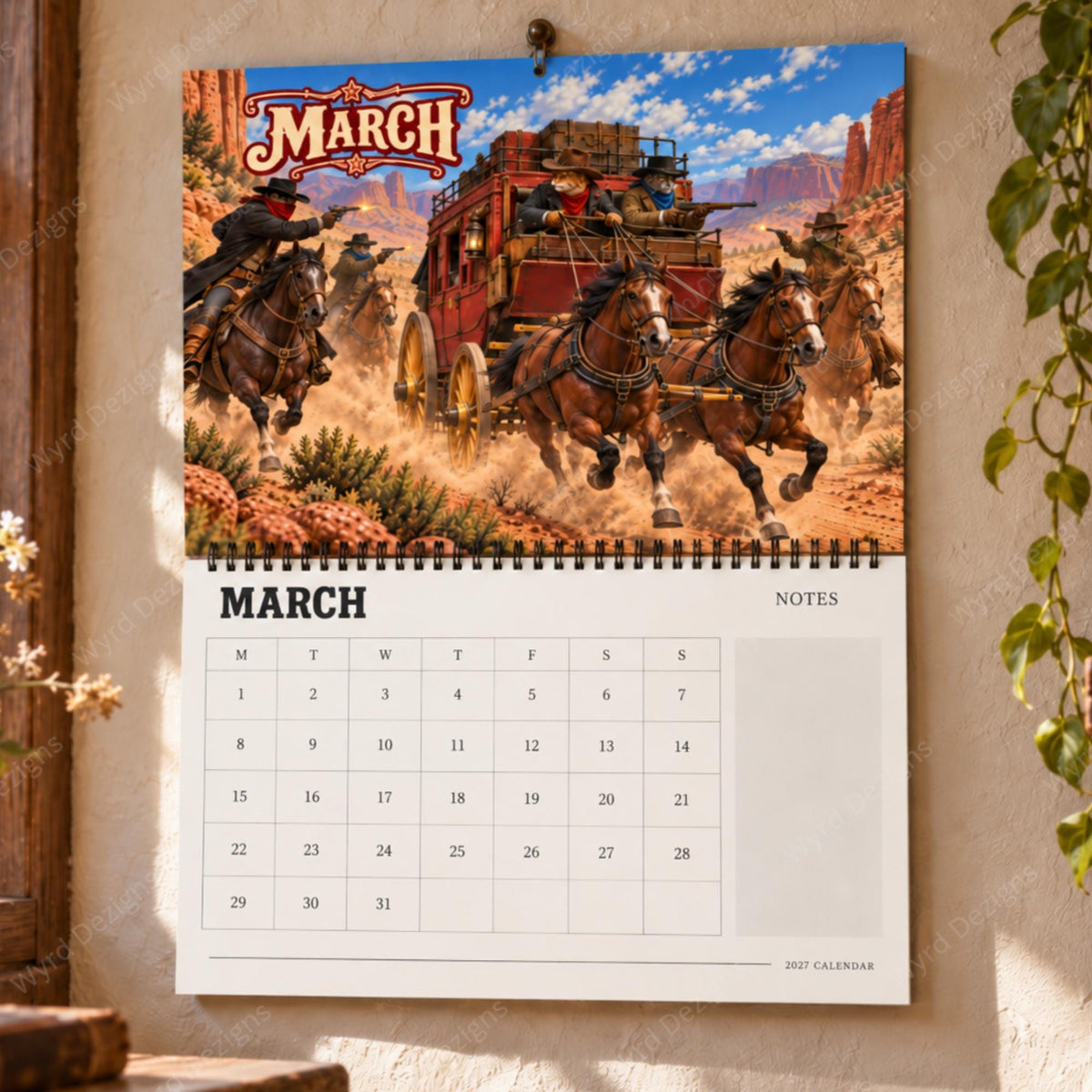 Cats of the Wild West 2027 Calendar, Cowboy Cat Wall Calendar, Western Gift - Wyrd Dezigns