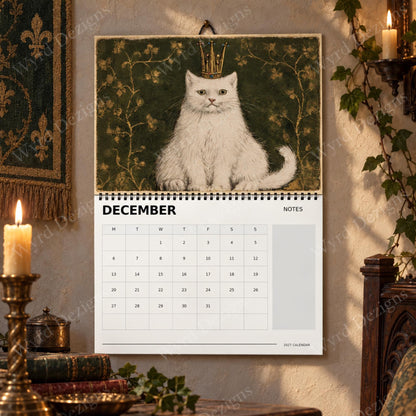 Crowned Cats 2027 Calendar, Medieval Cat Wall Calendar, Royal Cat Lover Gift - Wyrd Dezigns