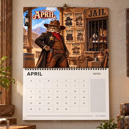 Cats of the Wild West 2027 Calendar, Cowboy Cat Wall Calendar, Western Gift - Wyrd Dezigns