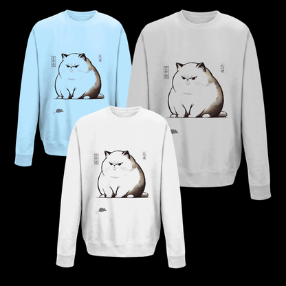 Kids Grumpy Cat Sweatshirt: Japanese Art Style, Funny Animal Jumper