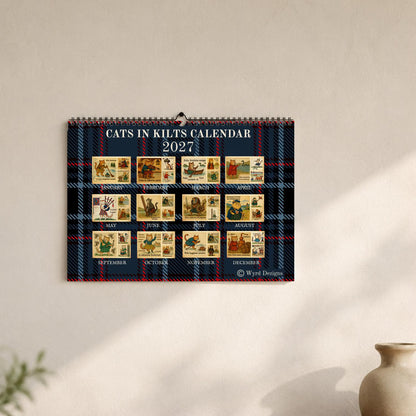 Scottish Cats in Kilts 2027 Wall Calendar