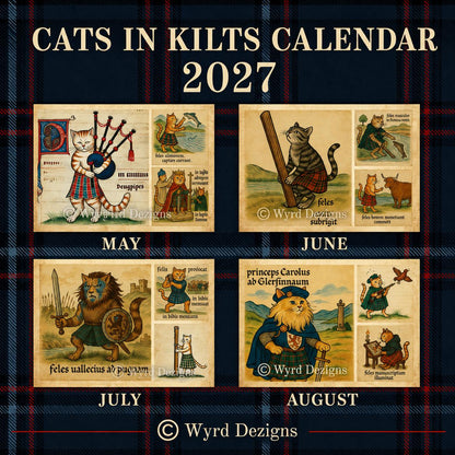 Scottish Cats in Kilts 2027 Wall Calendar