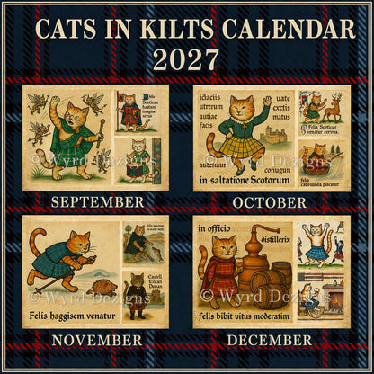 Scottish Cats in Kilts 2027 Wall Calendar