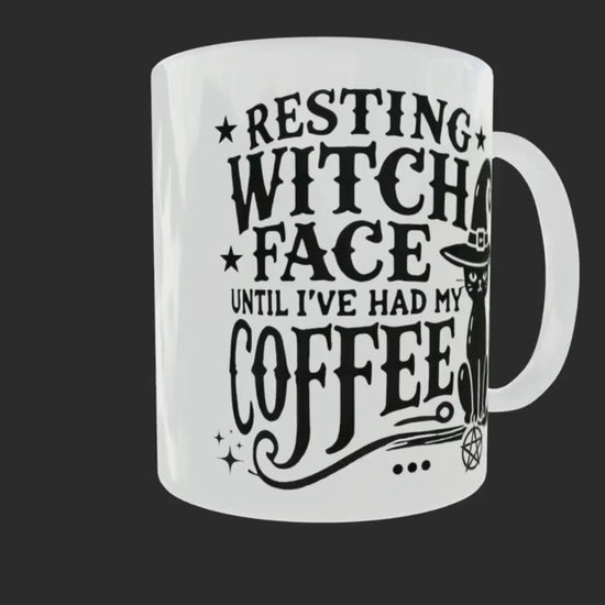 Witches Coffee Mug, Witchy Gifts, Resting Witch Face,Wiccan Gifts, Wiccan Decor, Gothic, Black Cat Mug, Funny Witch Gift, Morning Coffee Mug