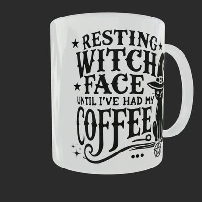 Witches Coffee Mug, Witchy Gifts, Resting Witch Face,Wiccan Gifts, Wiccan Decor, Gothic, Black Cat Mug, Funny Witch Gift, Morning Coffee Mug
