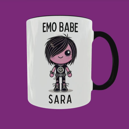 Personalized Emo Babe Mug or Coaster: Funny Goth Gift