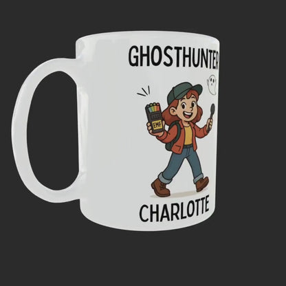 Personalised Ghosthunter Mug – Funny Ghost Hunting Gift with Name – Paranormal Investigator Coffee Cup 11oz 15oz + Coaster
