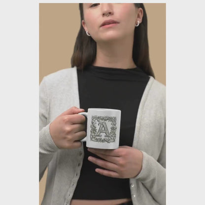 Personalised Alphabet Mug, Medieval Manuscript Style Alphabet, Ancient Letters Gothic Mug, Medieval Gifts, Academia, Monogram,Letter Mug