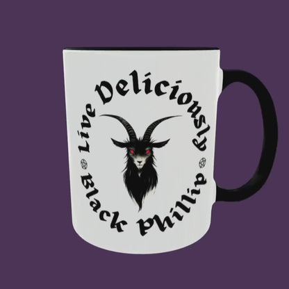Black Phillip Goat Mug, The Devil, The Witch. Witchy Gift, Wicca, Witch Art, Black Phillip Print Live Deliciously, Occult, Wicca, Witchcraft
