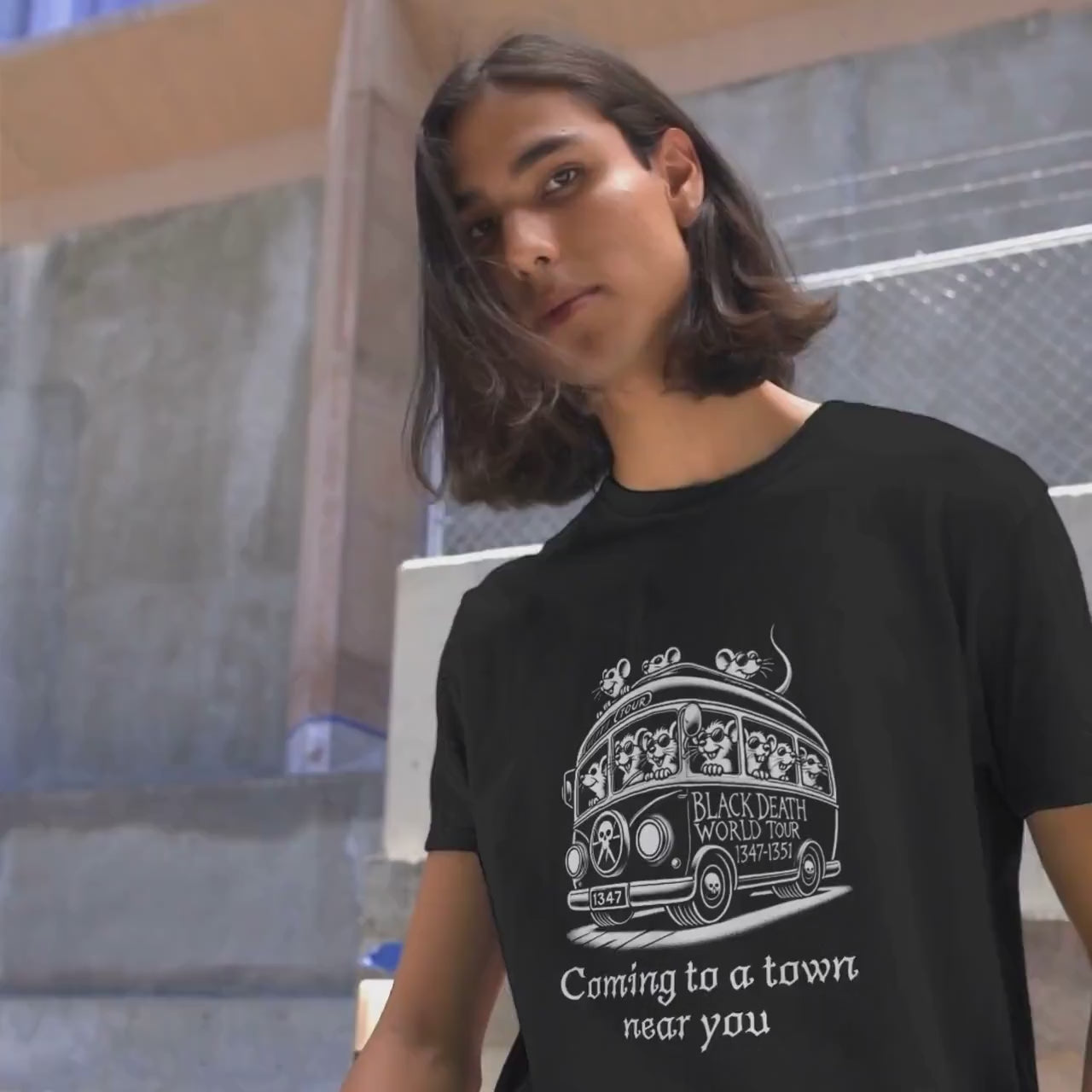 Black Death World Tour T-Shirt, Coming To a Town Near You, Rats in Tour Bus, Thrash Metal, Funny Plague Shirt, Middle Ages Shirt Dark Humour