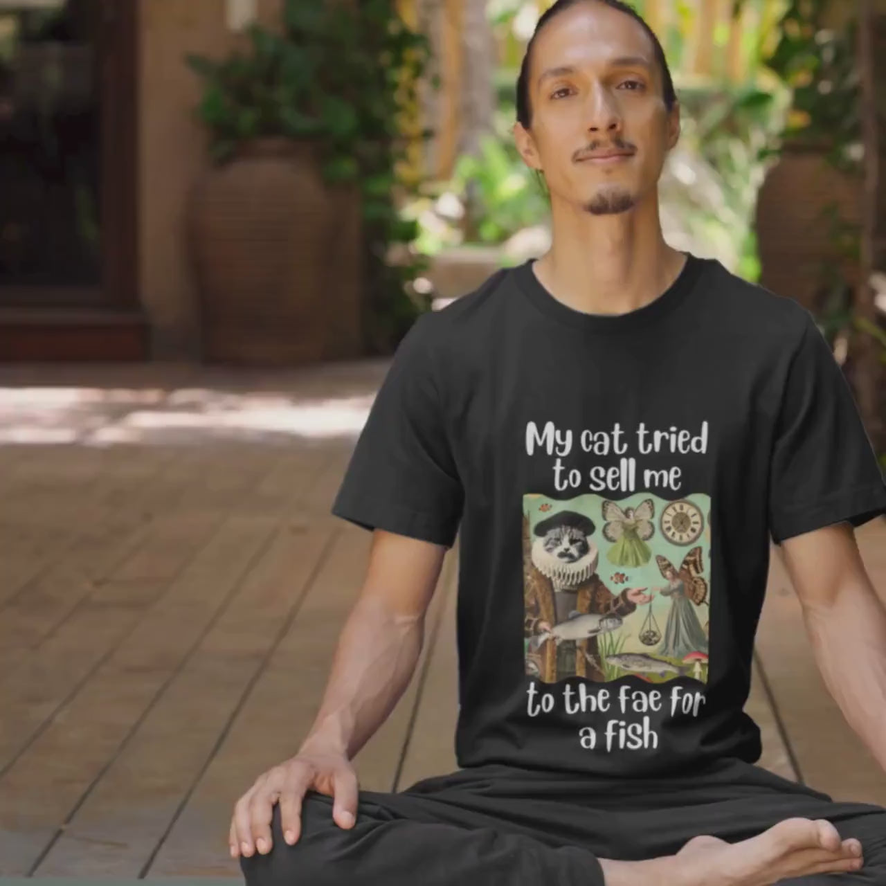 Funny Renaissance Cat T-Shirt: Fae Fish Scandal Humour Apparel